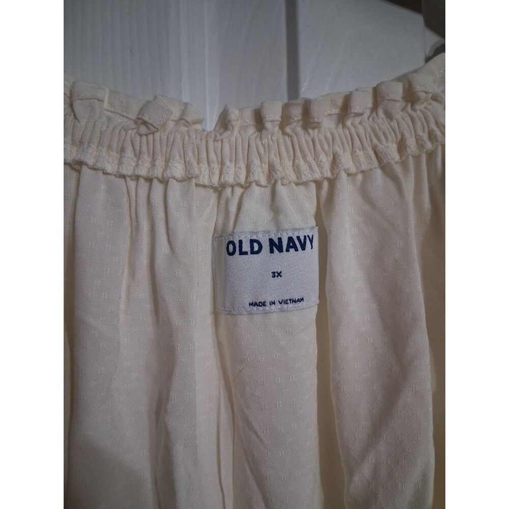 NWT Women's Old Navy Long Sleeve Ruffled Split Neck Top Blouse Size 3X Cream N6 - Picture 6 of 12